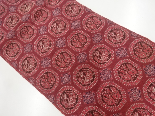 JAPANESE KIMONO / VINTAGE NAGOYA OBI / WOVEN FLOWER & BIRD